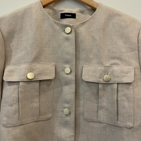 Theory Military Jacket in Basket Weave Linen Size 14 NWT - Picture 5 of 13